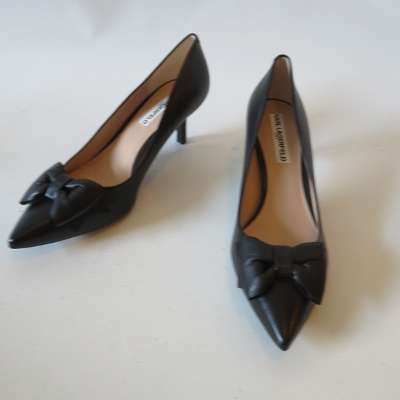 Karl Lagerfeld Shoes - KARL LAGERFELD BLACK RASIA POINTED TOE HEELS 9M *